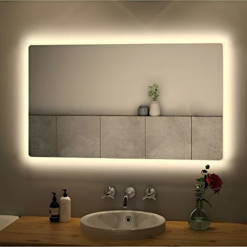 80x60cm Günışığı Ledli Banyo Lavabo Ofis Makyaj Kuaför Aynası - Trafolu