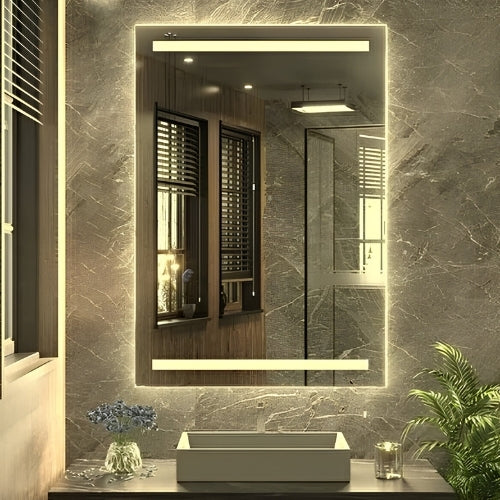 70x50 Günışığı Ledli Kumlamalı Banyo Lavabo Ofis Makyaj Kuaför Aynası Prizli