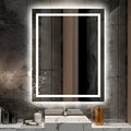 80x60 cm Beyaz Ledli Kumlamalı Banyo Lavabo Ofis Makyaj Kuaför Aynası - Trafolu