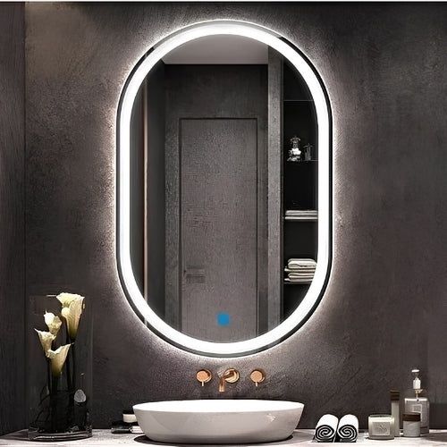 100x70 Dokunmatik Beyaz Ledli Oval Ayna (DİMMER)
