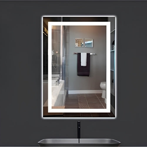 70x50 Beyaz Ledli Kumlamalı Banyo Lavabo Ofis Makyaj Kuaför Aynası -trafolu