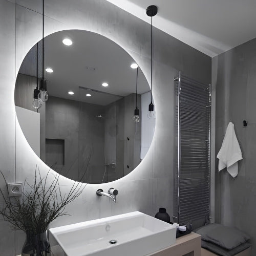 90cm Beyaz Ledli Ayna, Banyo Aynası - Trafolu