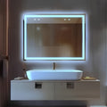 80x60cm Beyaz Ledli Dekoratif Banyo Aynası Kumlamalı Duvar Aynası Trafolu