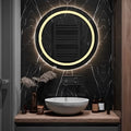 60cm Günışığı Ledli Ayna, Kumlamalı Banyo Lavabo Ofis Makyaj Kuaför Aynası - Trafolu