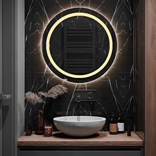 60cm Günışığı Ledli Ayna, Kumlamalı Banyo Lavabo Ofis Makyaj Kuaför Aynası - Trafolu