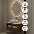 Aurora 80cm Banyo Dolabı Seti (Yuvarlak Ledli Dokunmatik Ayna + MDF Lavabo Dolabı + Seramik Lavabo)